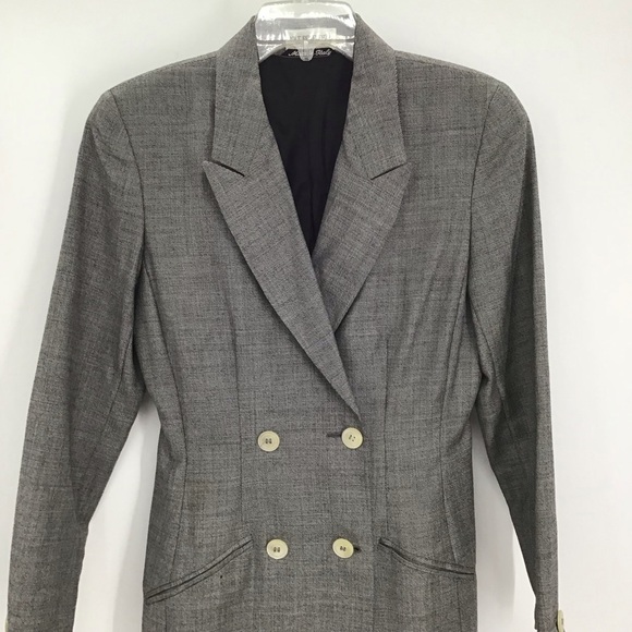 Holt Renfrew Vintage Wool Coat Dress Gray Made In Italy Double Breasted Size42/8 - Picture 3 of 10